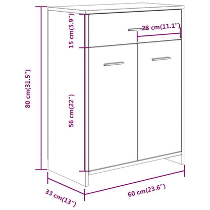vidaXL Badezimmerschrank Grau Sonoma 60x33x80 cm Holzwerkstoff