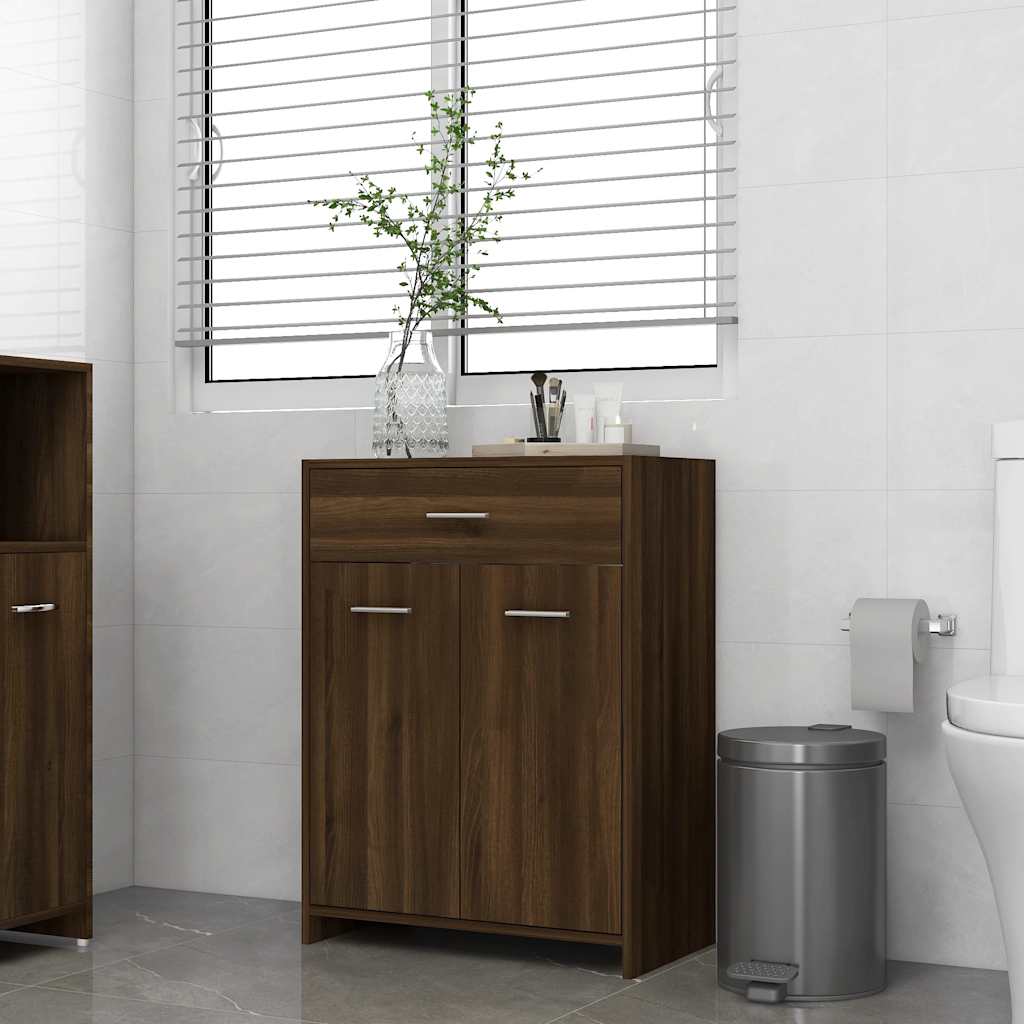 vidaXL Badezimmerschrank Braun Eichen-Optik 60x33x80 cm Holzwerkstoff