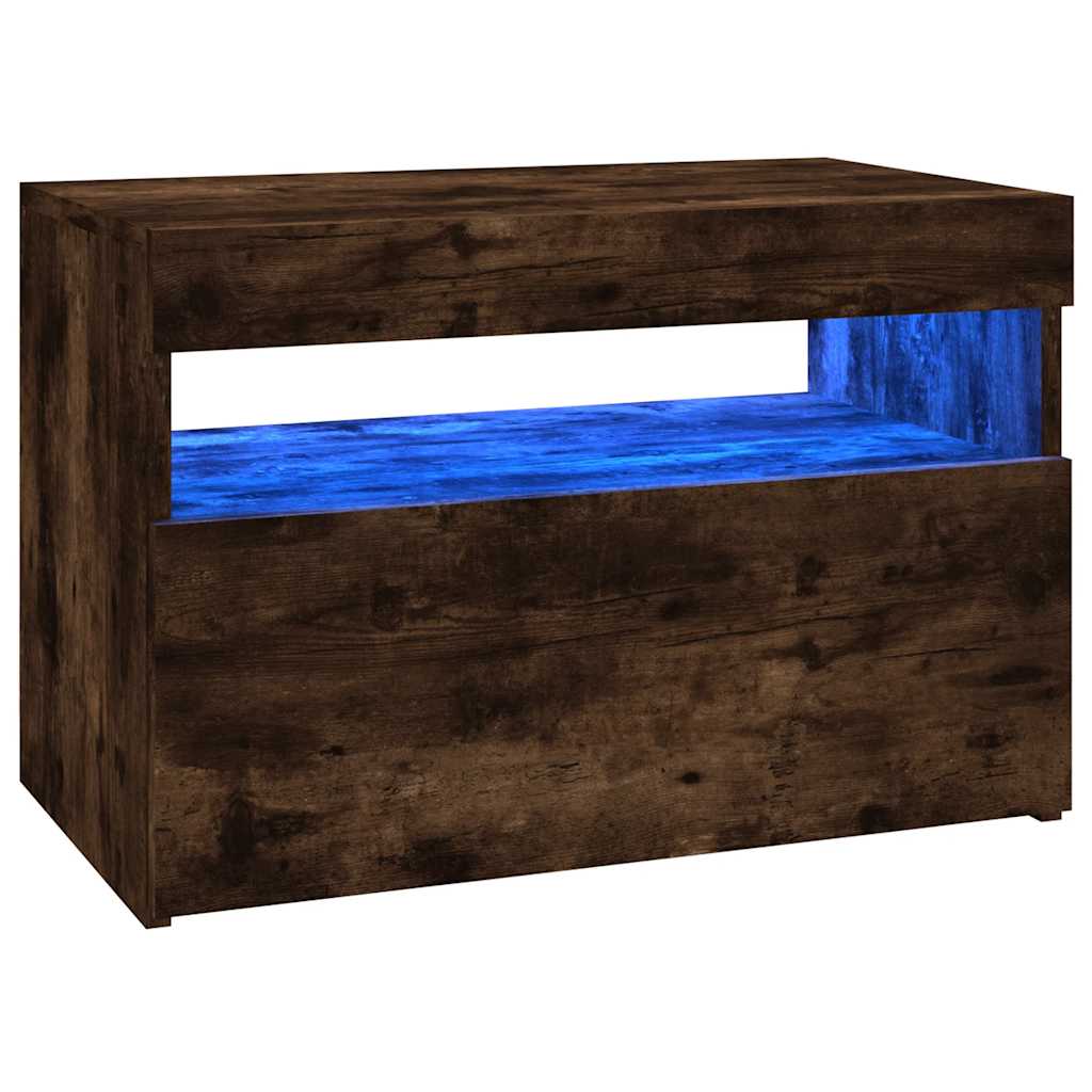 vidaXL TV-Schrank mit LED-Leuchten Räuchereiche 60x35x40 cm