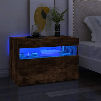 vidaXL TV-Schrank mit LED-Leuchten Räuchereiche 60x35x40 cm
