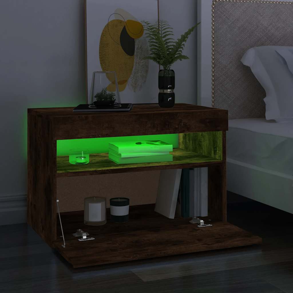 vidaXL TV-Schrank mit LED-Leuchten Räuchereiche 60x35x40 cm