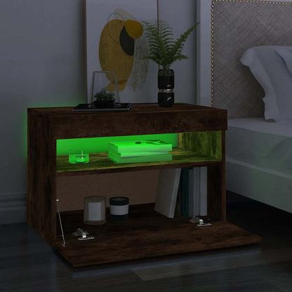 vidaXL TV-Schrank mit LED-Leuchten Räuchereiche 60x35x40 cm