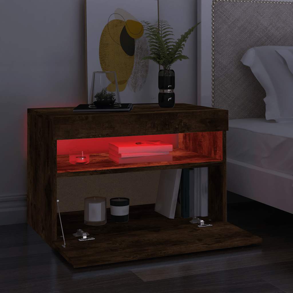vidaXL TV-Schrank mit LED-Leuchten Räuchereiche 60x35x40 cm