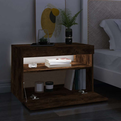 vidaXL TV-Schrank mit LED-Leuchten Räuchereiche 60x35x40 cm