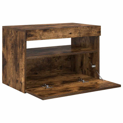 vidaXL TV-Schrank mit LED-Leuchten Räuchereiche 60x35x40 cm