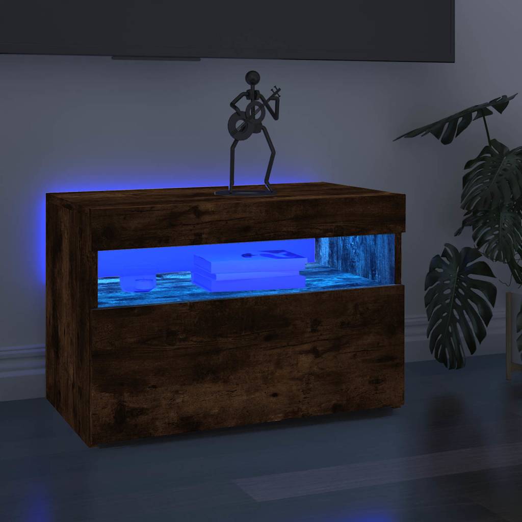 vidaXL TV-Schrank mit LED-Leuchten Räuchereiche 60x35x40 cm