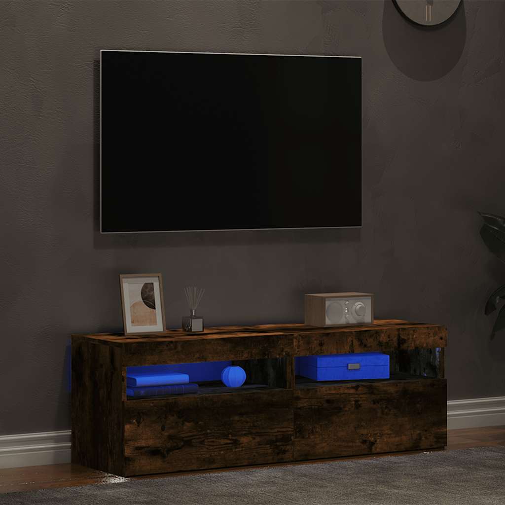 vidaXL Meubles TV 2 pcs avec lumières LED Chêne fumé 60x35x40 cm