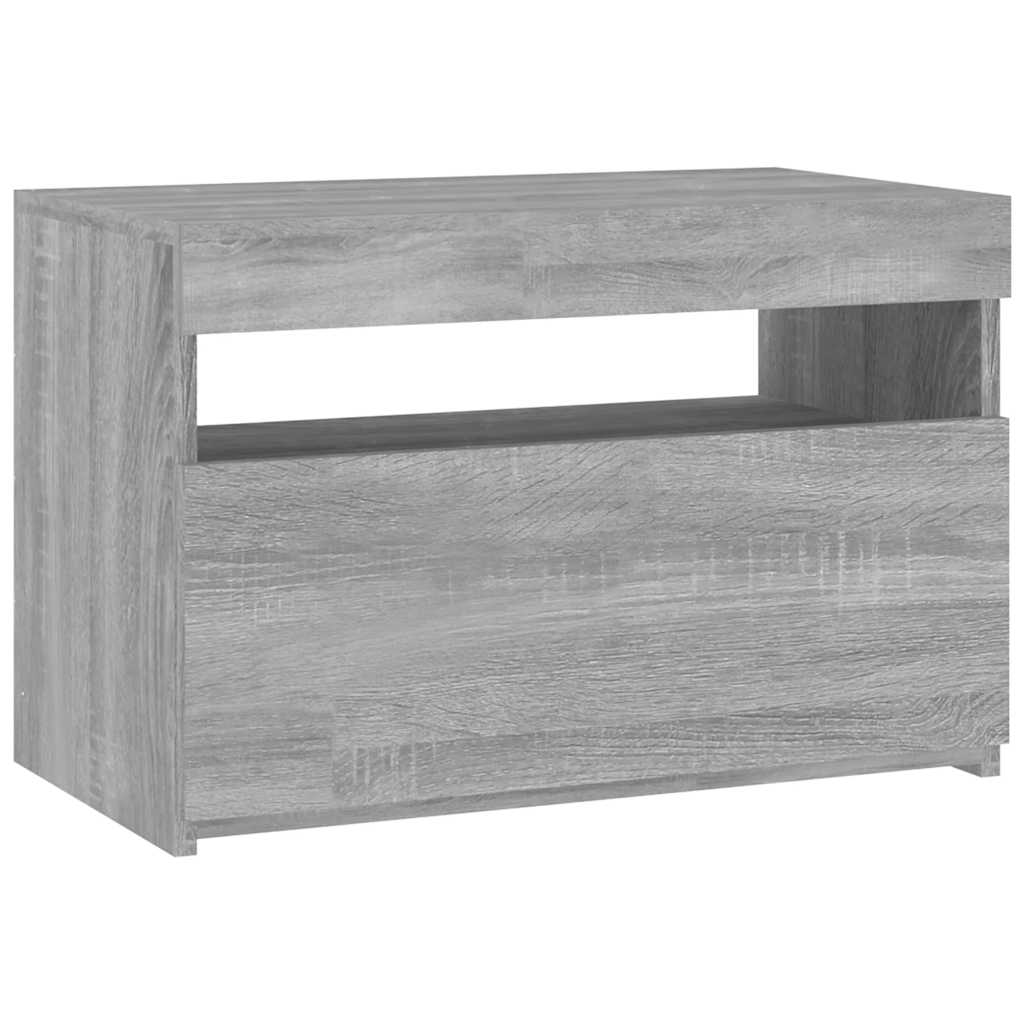 vidaXL Meuble TV avec lumières LED Gris Sonoma 60x35x40 cm