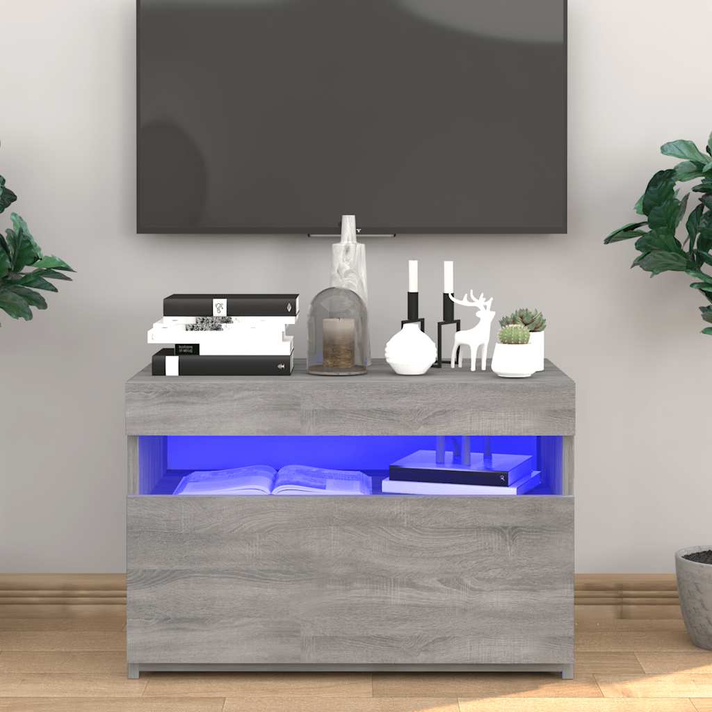vidaXL Meuble TV avec lumières LED Gris Sonoma 60x35x40 cm