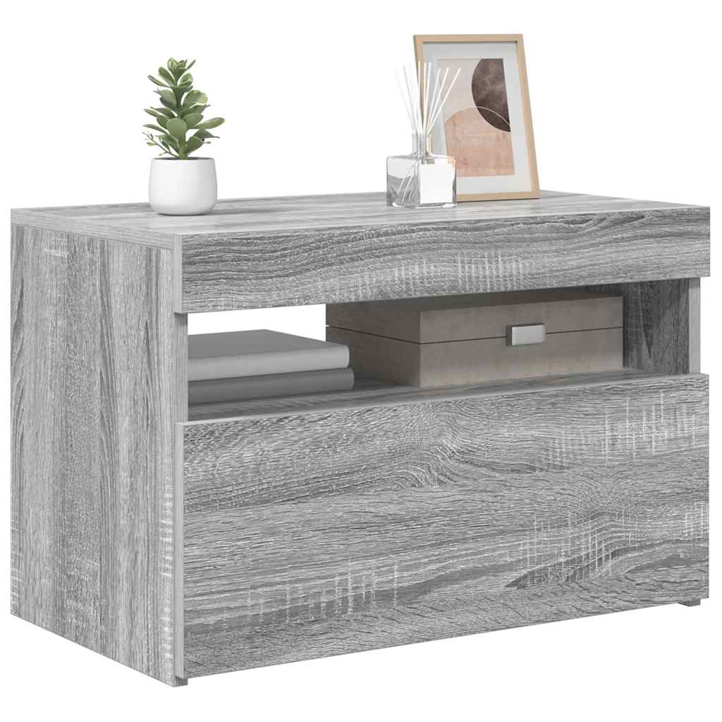 vidaXL Meuble TV avec lumières LED Gris Sonoma 60x35x40 cm