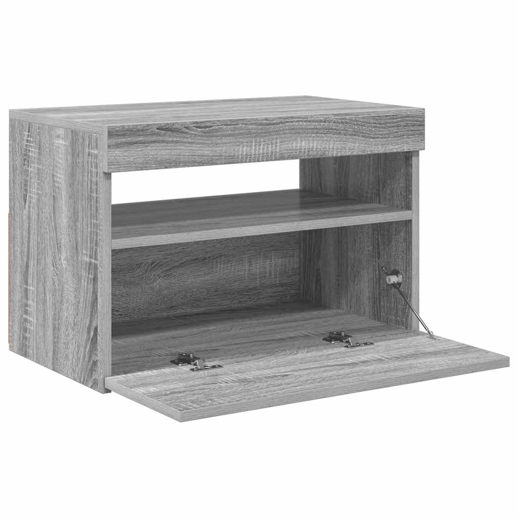 vidaXL Meuble TV avec lumières LED Gris Sonoma 60x35x40 cm