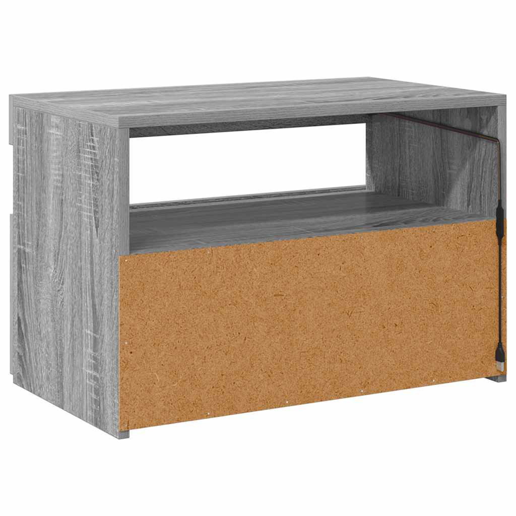 vidaXL Meuble TV avec lumières LED Gris Sonoma 60x35x40 cm