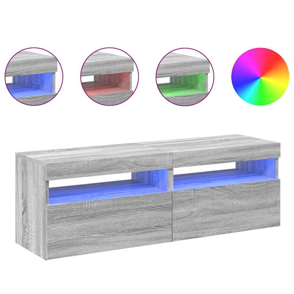 vidaXL Meubles TV 2 pcs avec lumières LED Gris Sonoma 60x35x40 cm