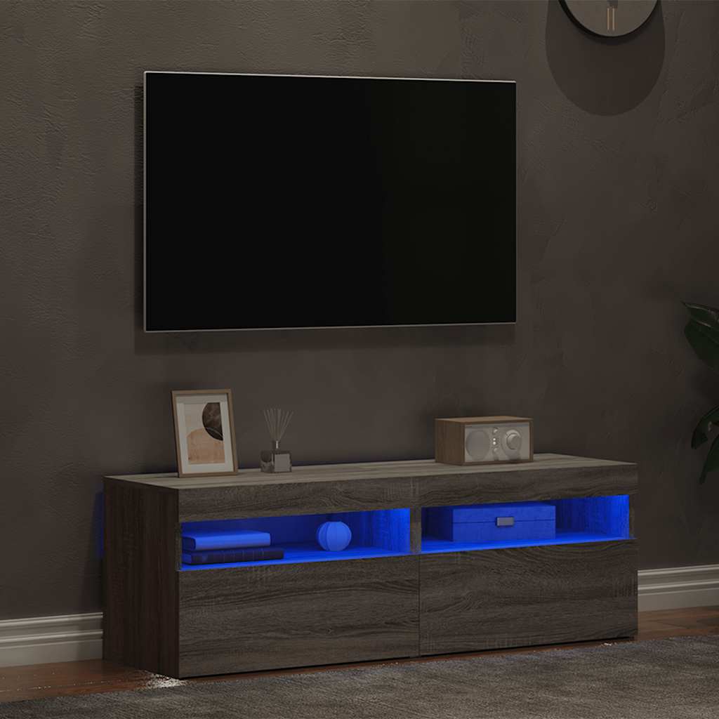 vidaXL Meubles TV 2 pcs avec lumières LED Gris Sonoma 60x35x40 cm