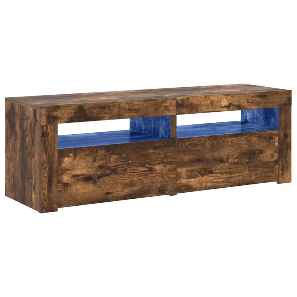 Meuble TV vidaXL avec lumières LED chêne fumé 120x35x40 cm