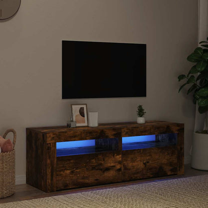 Meuble TV vidaXL avec lumières LED chêne fumé 120x35x40 cm