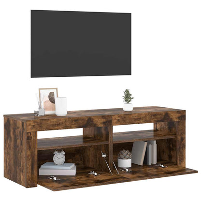 Meuble TV vidaXL avec lumières LED chêne fumé 120x35x40 cm