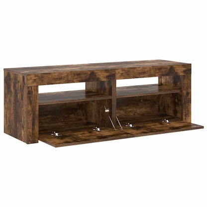 Meuble TV vidaXL avec lumières LED chêne fumé 120x35x40 cm