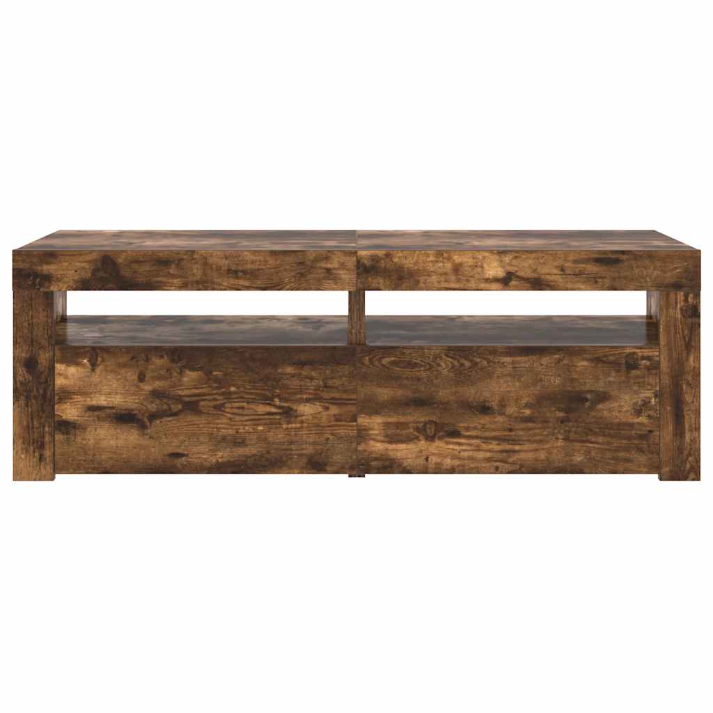 Meuble TV vidaXL avec lumières LED chêne fumé 120x35x40 cm