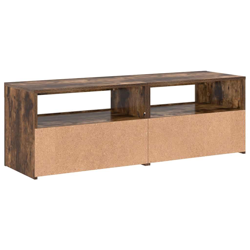 Meuble TV vidaXL avec lumières LED chêne fumé 120x35x40 cm