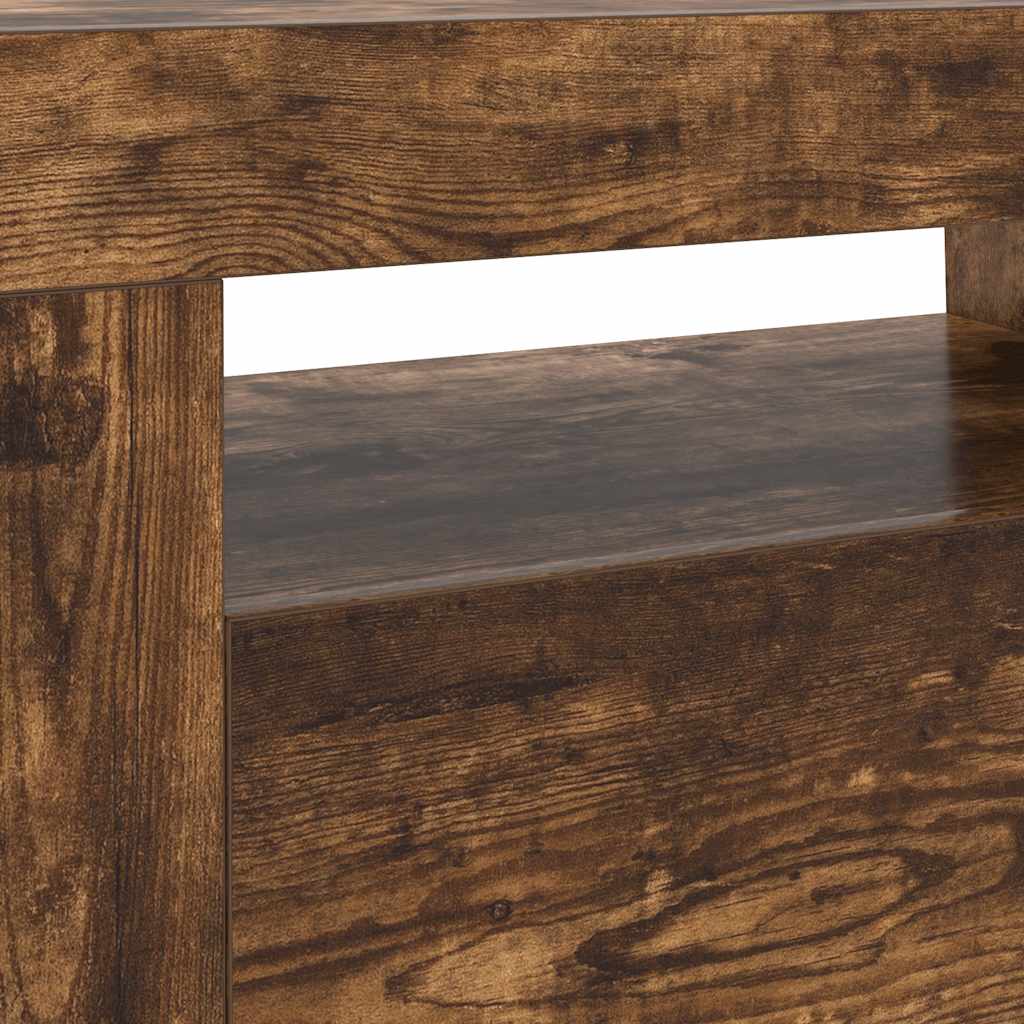 Meuble TV vidaXL avec lumières LED chêne fumé 120x35x40 cm