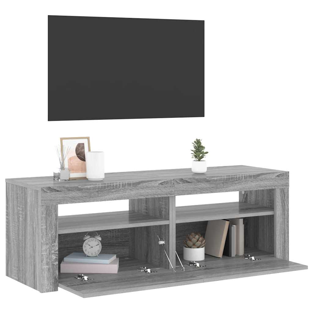 Meuble TV vidaXL avec lumières LED gris Sonoma 120x35x40 cm