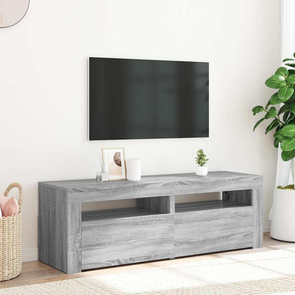 Meuble TV vidaXL avec lumières LED gris Sonoma 120x35x40 cm