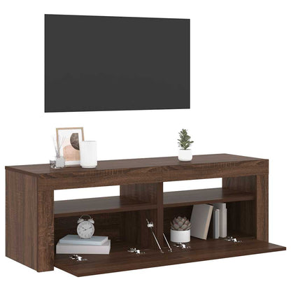 Meuble TV vidaXL avec lumières LED marron aspect chêne 120x35x40 cm