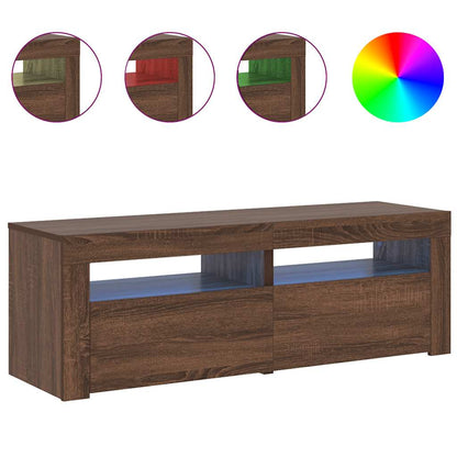 Meuble TV vidaXL avec lumières LED marron aspect chêne 120x35x40 cm