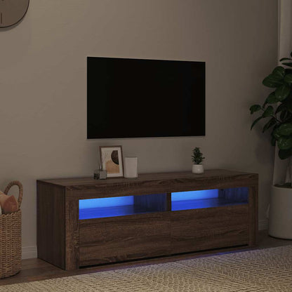 Meuble TV vidaXL avec lumières LED marron aspect chêne 120x35x40 cm