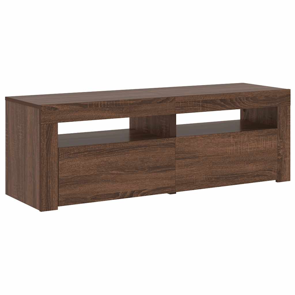 Meuble TV vidaXL avec lumières LED marron aspect chêne 120x35x40 cm