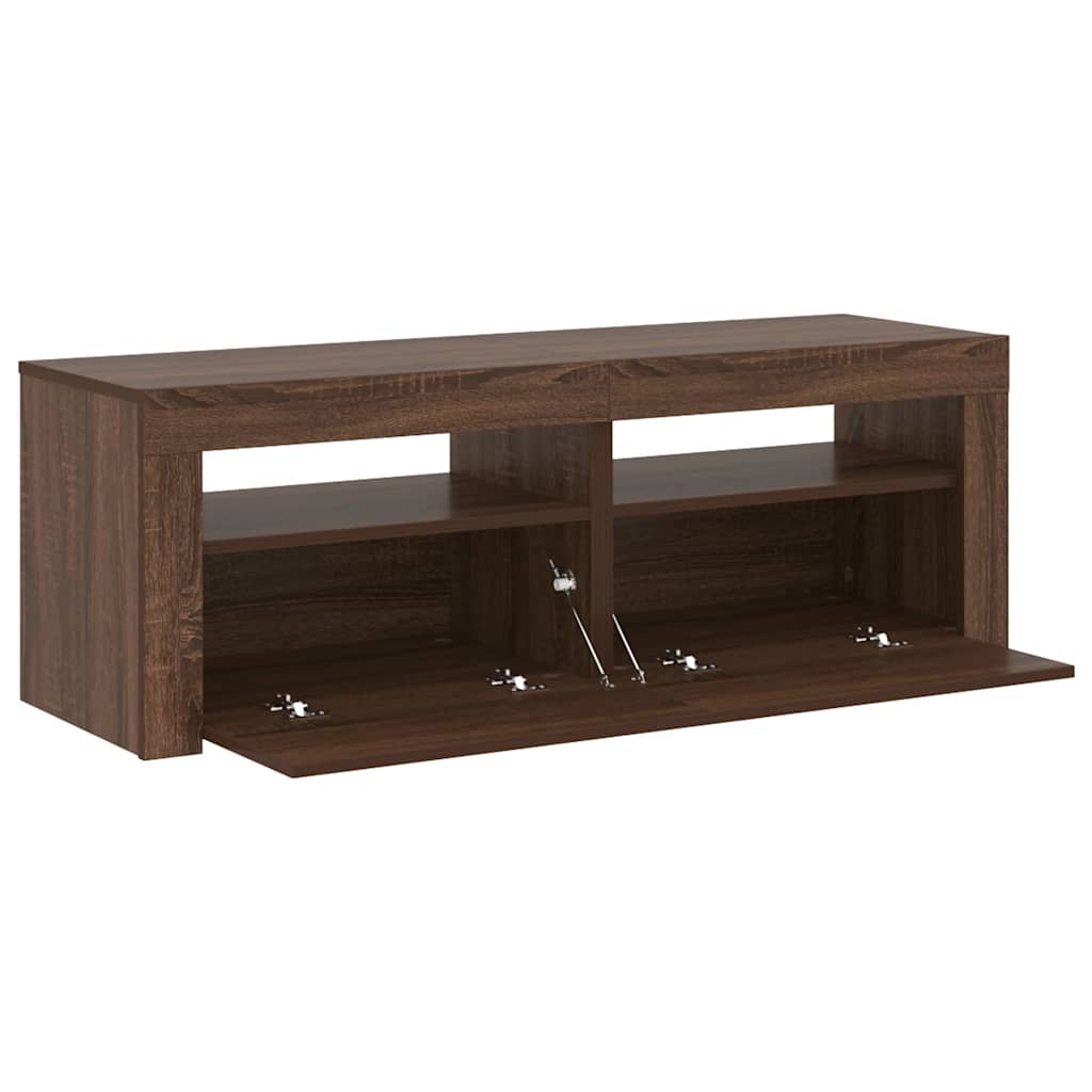 Meuble TV vidaXL avec lumières LED marron aspect chêne 120x35x40 cm
