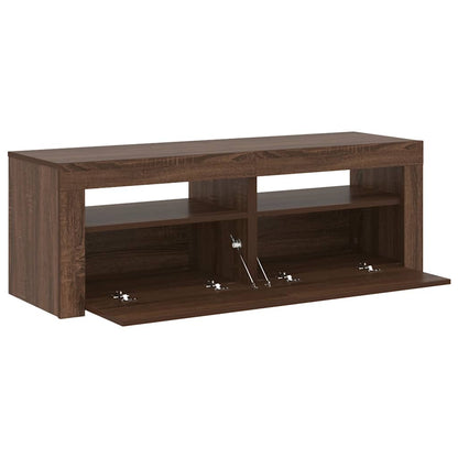 Meuble TV vidaXL avec lumières LED marron aspect chêne 120x35x40 cm