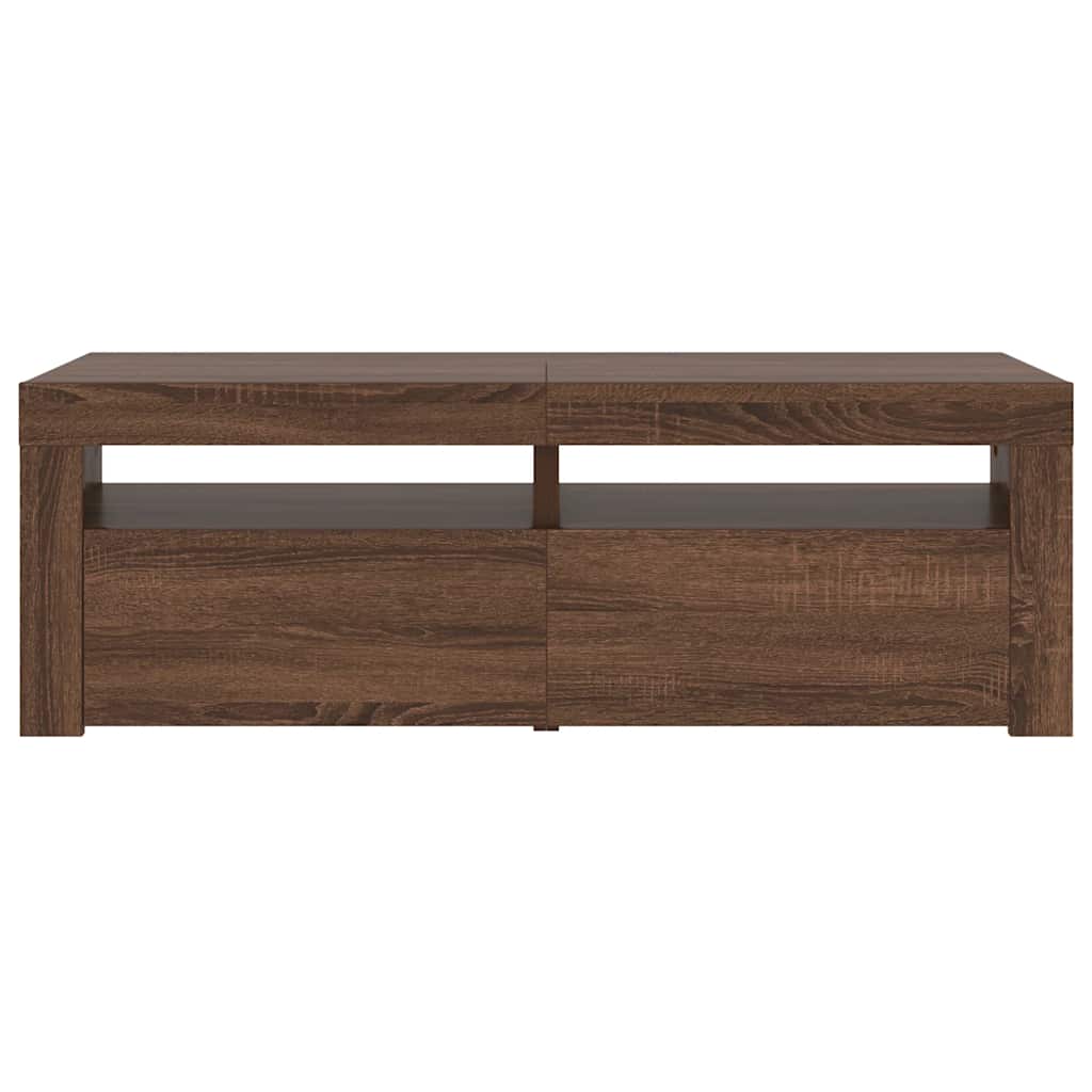 Meuble TV vidaXL avec lumières LED marron aspect chêne 120x35x40 cm