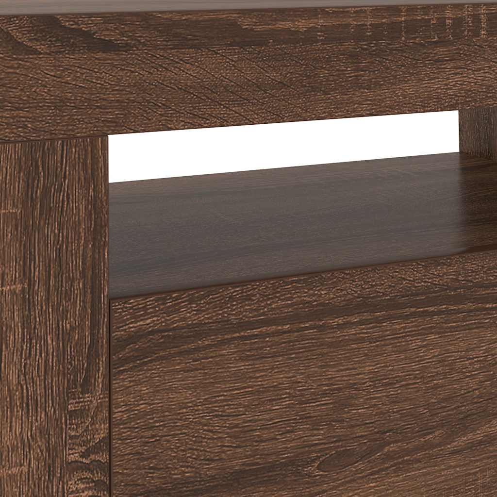 Meuble TV vidaXL avec lumières LED marron aspect chêne 120x35x40 cm