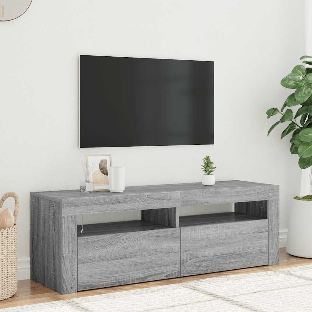 vidaXL TV-Schrank mit LED-Leuchten Grau Sonoma 120x35x40 cm