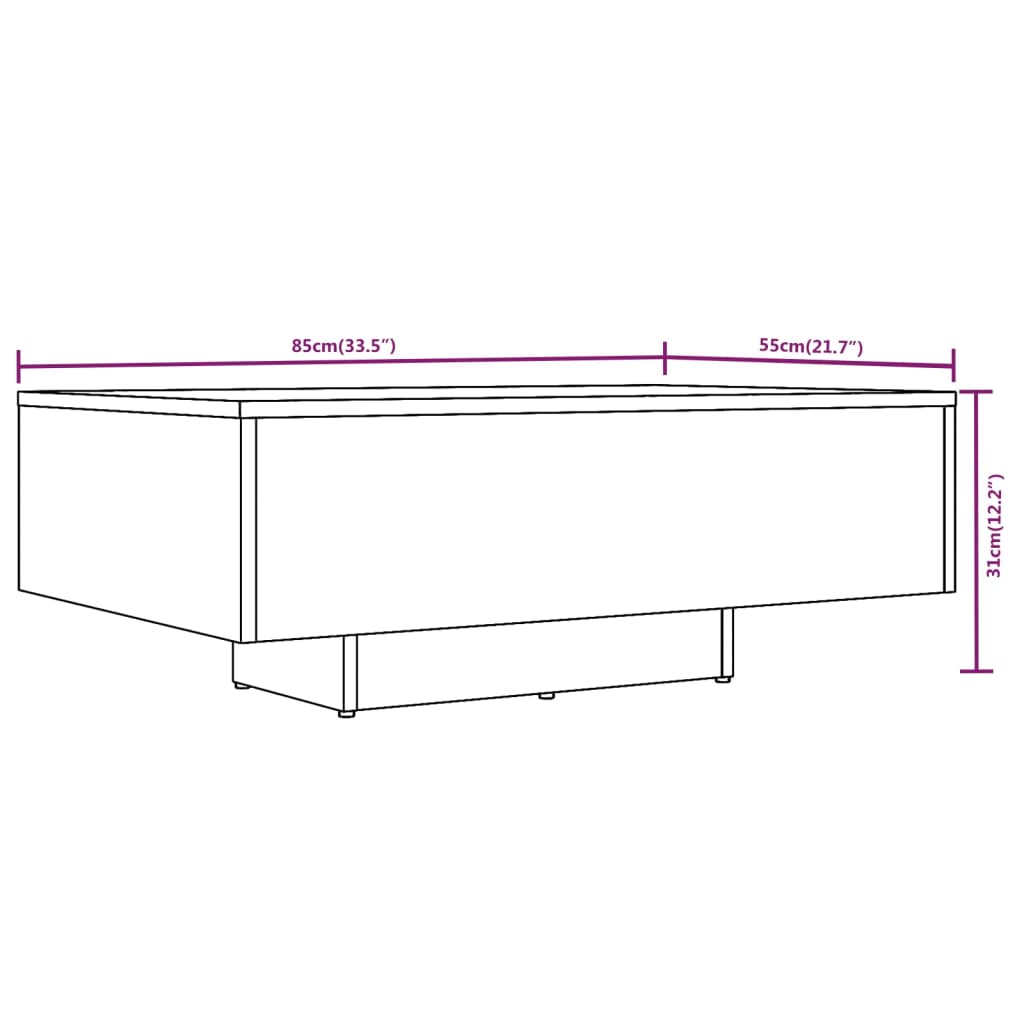 vidaXL Couchtisch Räuchereiche 85x55x31 cm Holzwerkstoff