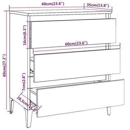 vidaXL Buffet Marron Aspect Chêne 60x35x69 cm Bois d'ingénierie