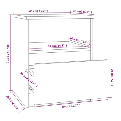 vidaXL Nachttisch Grau Sonoma 40x40x50 cm Holzwerkstoff