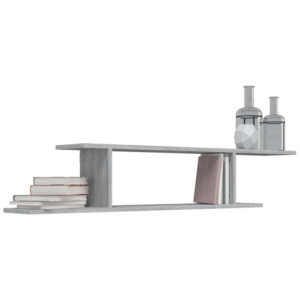vidaXL TV-Wandregal Grau Sonoma 125x18x23 cm Holzwerkstoff