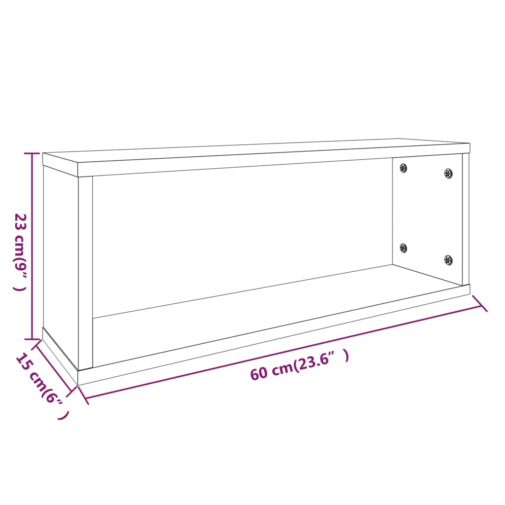 vidaXL Würfelregale 2 Stk. Räuchereiche 60x15x23 cm Holzwerkstoff
