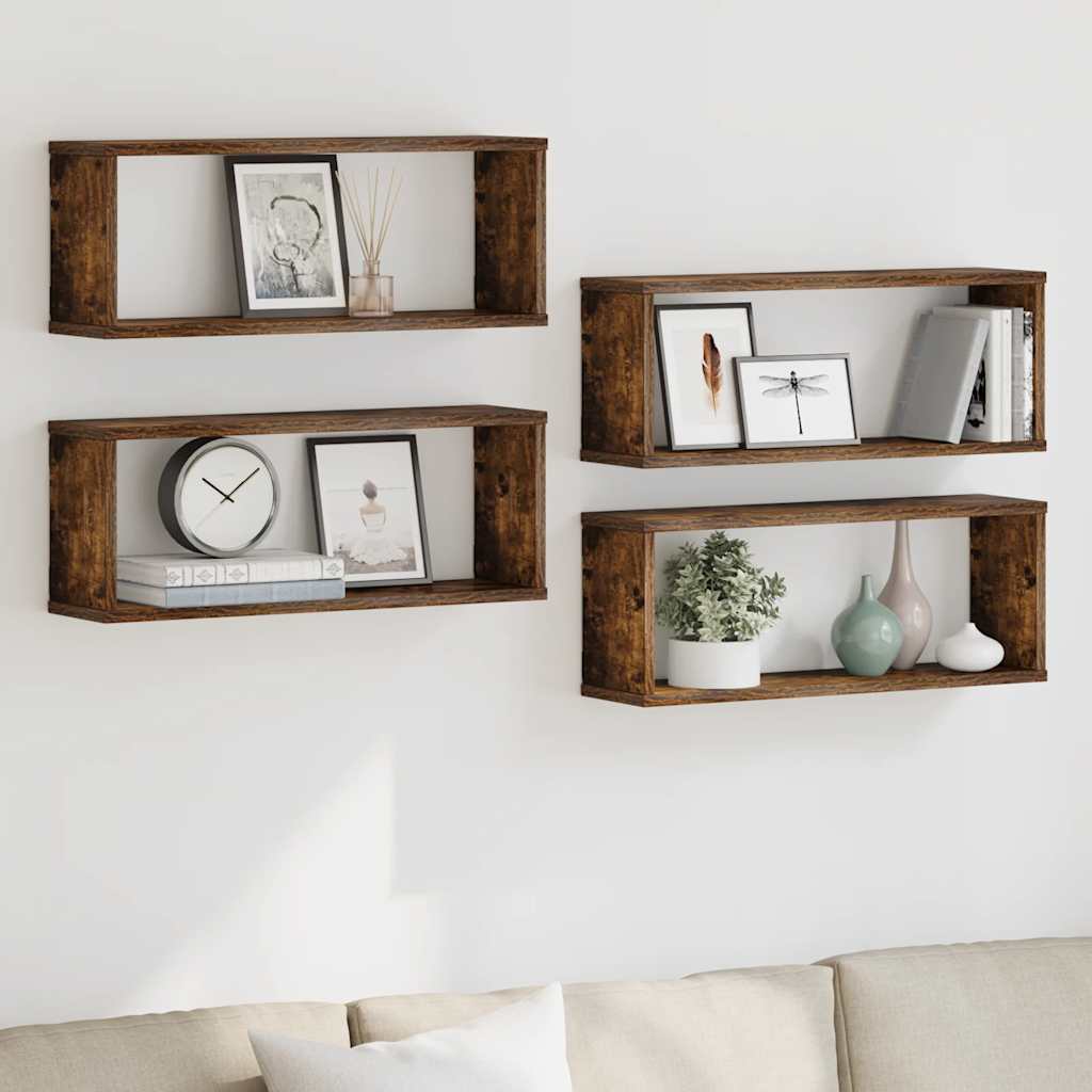 vidaXL Würfelregale 4 Stk. Räuchereiche 60x15x23 cm Holzwerkstoff