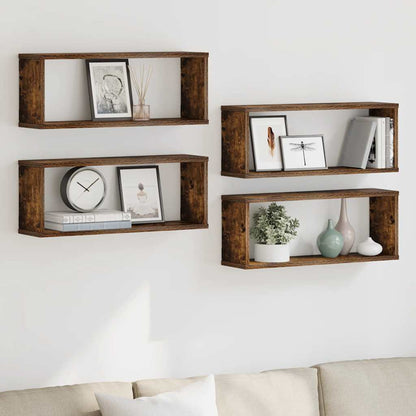 vidaXL Würfelregale 4 Stk. Räuchereiche 60x15x23 cm Holzwerkstoff