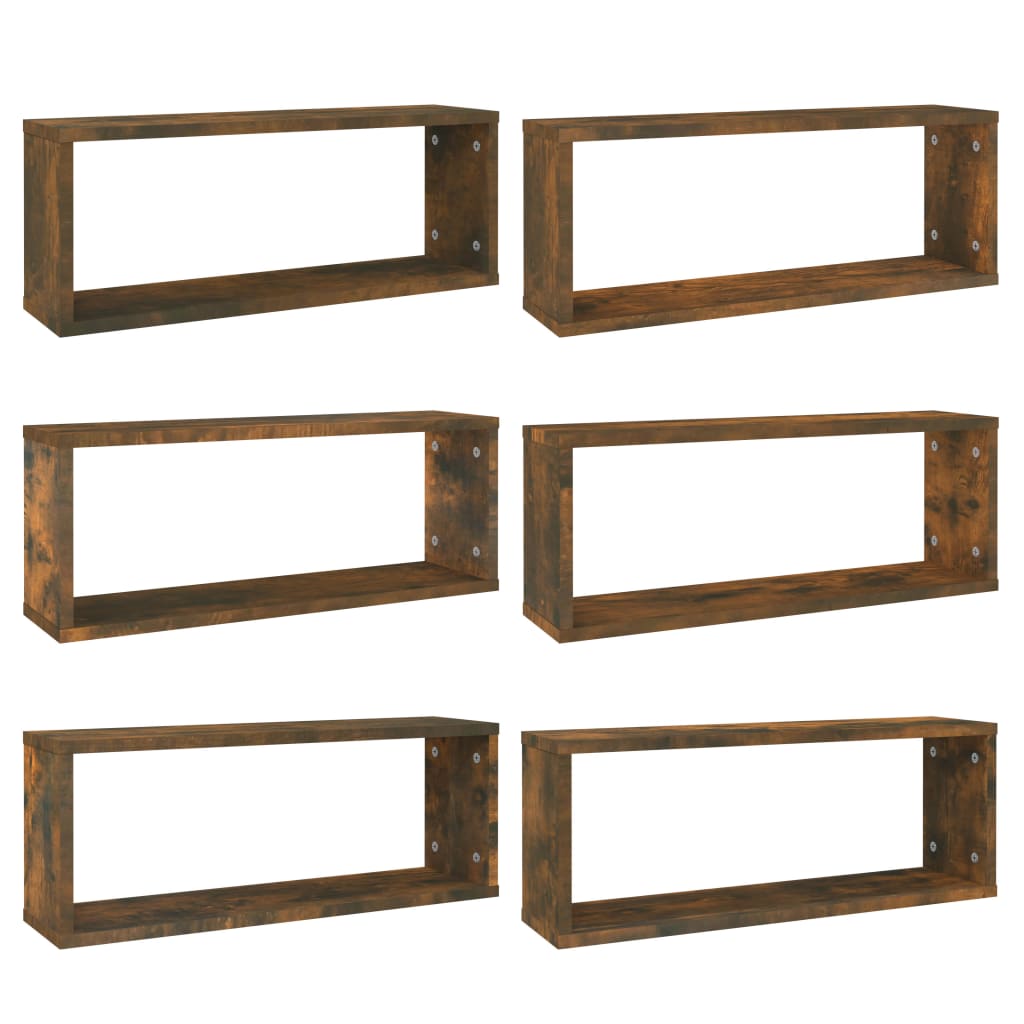 vidaXL Würfelregale 6 Stk. Räuchereiche 60x15x23 cm Holzwerkstoff