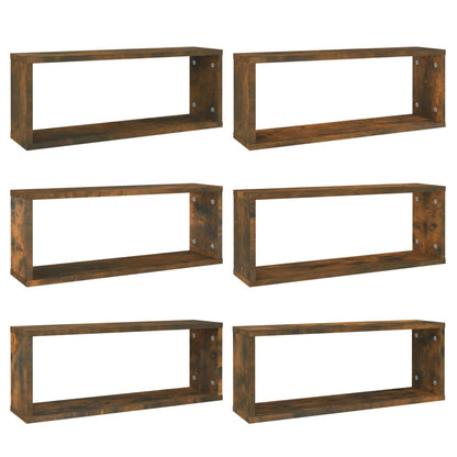 vidaXL Würfelregale 6 Stk. Räuchereiche 60x15x23 cm Holzwerkstoff
