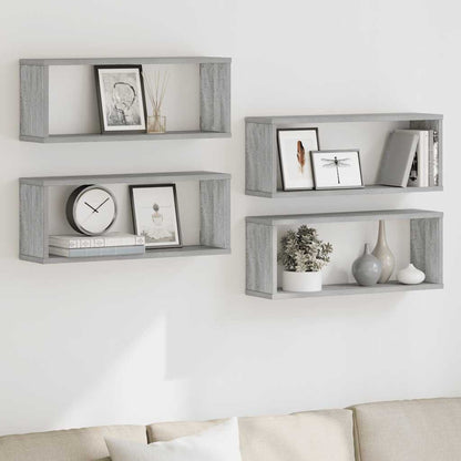 vidaXL Würfelregale 4 Stk. Grau Sonoma 60x15x23 cm Holzwerkstoff