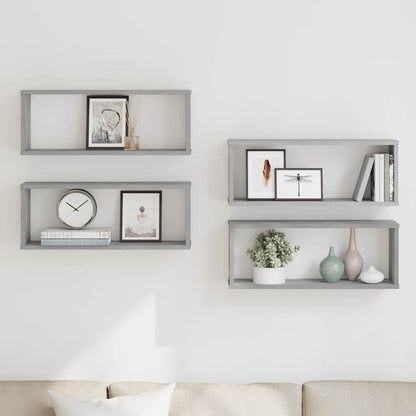 vidaXL Würfelregale 4 Stk. Grau Sonoma 60x15x23 cm Holzwerkstoff