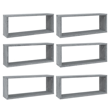 vidaXL Würfelregale 6 Stk. Grau Sonoma 60x15x23 cm Holzwerkstoff