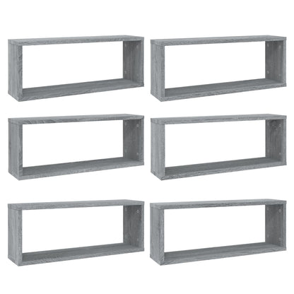 vidaXL Würfelregale 6 Stk. Grau Sonoma 60x15x23 cm Holzwerkstoff