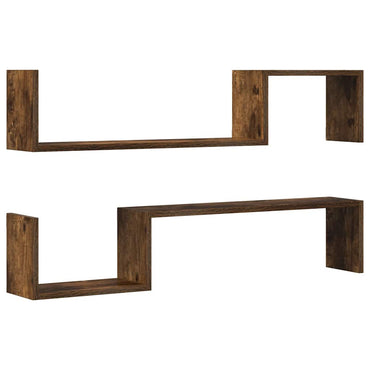 vidaXL Wandregale 2 Stk. Räuchereiche 100x15x20 cm Holzwerkstoff